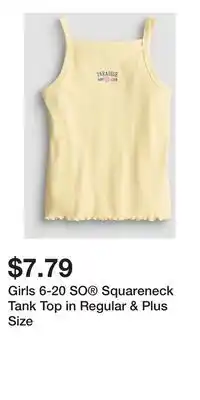 Kohl's Girls 6-20 SO Squareneck Tank Top in Regular & Plus Size offer