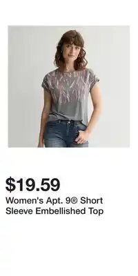 Kohl's Women's Apt. 9 Short Sleeve Embellished Top offer