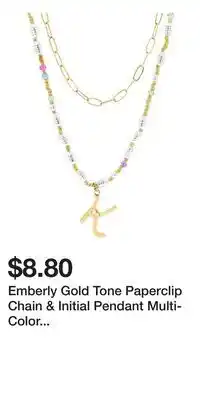Kohl's Emberly Gold Tone Paperclip Chain & Initial Pendant Multi-Color Beaded Necklace Set offer