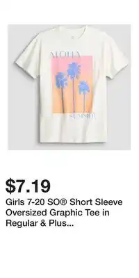 Kohl's Girls 7-20 SO Short Sleeve Oversized Graphic Tee in Regular & Plus Size offer