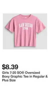 Kohl's Girls 7-20 SO Oversized Boxy Graphic Tee in Regular & Plus Size offer