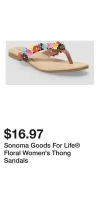 Kohl's Sonoma Goods For Life Floral Women's Thong Sandals offer