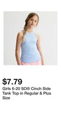 Kohl's Girls 6-20 SO Cinch Side Tank Top in Regular & Plus Size offer