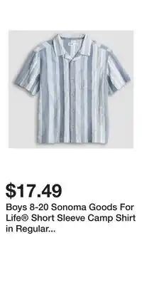 Kohl's Boys 8-20 Sonoma Goods For Life Short Sleeve Camp Shirt in Regular & Husky offer