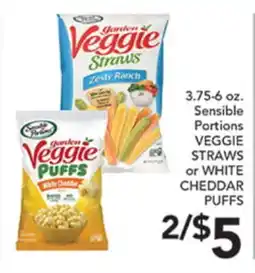 Pete's Fresh Market Sensible Portions VEGGIE STRAWS or WHITE CHEDDAR PUFFS offer