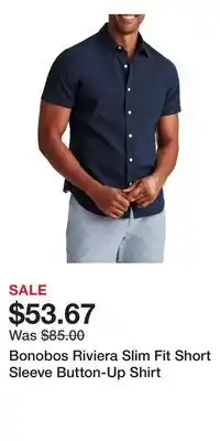 Nordstrom Bonobos Riviera Slim Fit Short Sleeve Button-Up Shirt offer