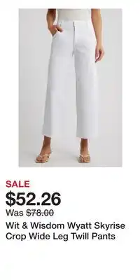 Nordstrom Wit & Wisdom Wyatt Skyrise Crop Wide Leg Twill Pants offer