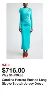 Nordstrom Carolina Herrera Ruched Long Sleeve Stretch Jersey Dress offer