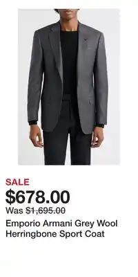 Nordstrom Emporio Armani Grey Wool Herringbone Sport Coat offer