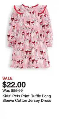 Nordstrom Kids' Pets Print Ruffle Long Sleeve Cotton Jersey Dress offer