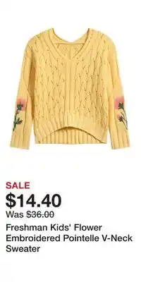 Nordstrom Freshman Kids' Flower Embroidered Pointelle V-Neck Sweater offer