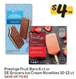 Winn Dixie Prestige Fruit Bars or SE Grocers Ice Cream Novelties offer