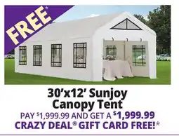 Ocean State Job Lot Sunjoy 30' x 12' Outdoor Canopy Party Tent White offer