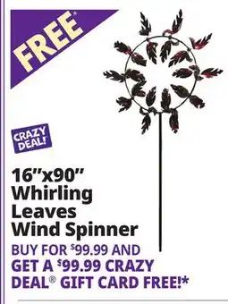 Ocean State Job Lot 16x90 Whirling Leaves Wind Spinner offer