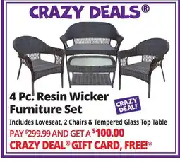 Ocean State Job Lot 4-Piece All-Weather Resin Wicker Set Dark Brown offer