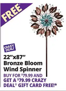 Ocean State Job Lot 22x87 Bronze Bloom Wind Spinner offer
