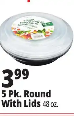 Ocean State Job Lot Food Storage 48 oz Round Containers with Lids 5 Count offer