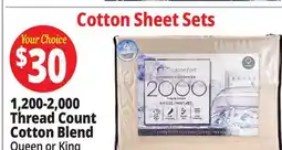 Ocean State Job Lot Cotton Sheet Sets 1,200-2,000 Thread Count Cotton Blend offer