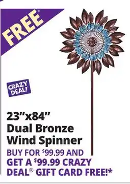Ocean State Job Lot 23x84 Dual Bronze Wind Spinner offer