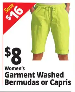 Ocean State Job Lot Women's Garment Washed Bermudas or Capris offer