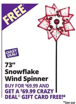 Ocean State Job Lot 73 Snowflake Wind Spinner offer