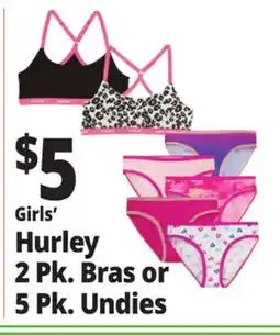 Ocean State Job Lot Girls' Hurley 2 Pk. Bras or 5 Pk. Undies offer