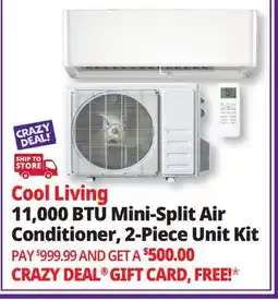 Ocean State Job Lot Cool Living 11 000 BTU Mini-Split Air Conditioner 2-Piece Unit Kit offer