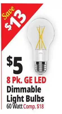 Ocean State Job Lot 8 Pk. GE LED Dimmable Light Bulbs offer