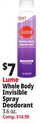 Ocean State Job Lot Lume Whole Body Invisible Spray Deodorant offer