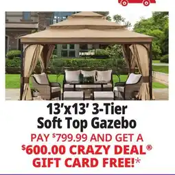 Ocean State Job Lot 13' x 13' Soft Top Gazebo with Netting and Curtains Brown offer