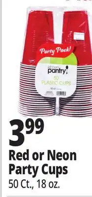 Ocean State Job Lot Red or Neon Party Cups offer