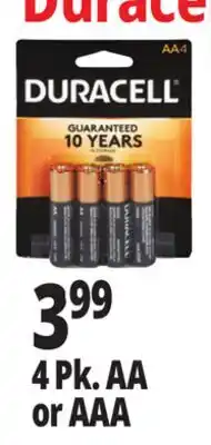 Ocean State Job Lot Duracell AA Alkaline Batteries 4-pack offer