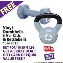 Ocean State Job Lot Vinyl Dumbbells 6, 9 or 12 Lb. & Kettlebells 15 or 20 Lb offer