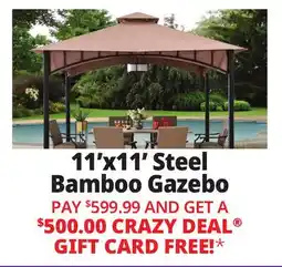 Ocean State Job Lot Sunjoy 11' x 11' Canopy Gazebo with Bamboo Look Steel Frame offer