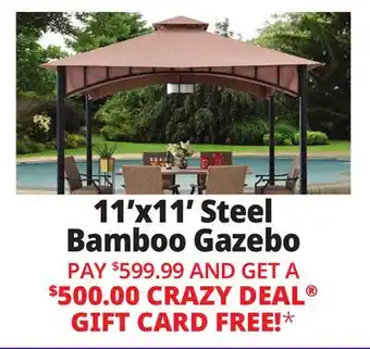 Ocean State Job Lot Sunjoy 11' x 11' Canopy Gazebo with Bamboo Look Steel Frame offer