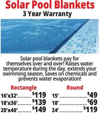 Ocean State Job Lot Solar Pool Blankets offer