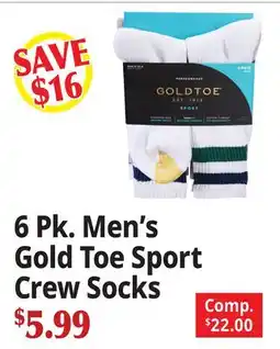 Ocean State Job Lot 6 Pk. Men's Sport Crew Socks offer