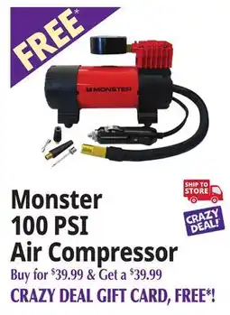 Ocean State Job Lot Monster 100 PSI Air Compressor offer