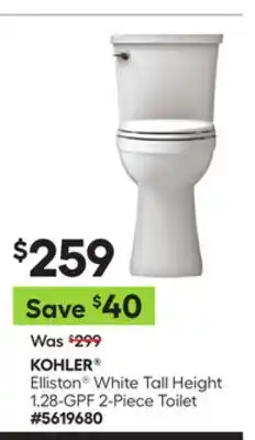 Lowe's KOHLER Elliston White Tall Height 1.28-GPF 2-Piece Toilet offer