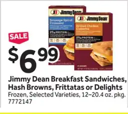 Stop&Shop Jimmy Dean Breakfast Sandwiches, Hash Browns, Frittatas or Delights offer
