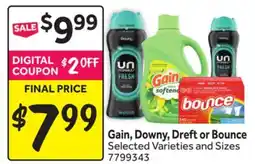 Stop&Shop Gain, Downy, Dreft or Bounce offer