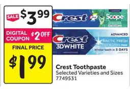 Stop&Shop Crest Toothpaste offer