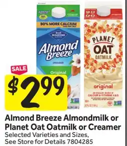 Stop&Shop Almond Breeze Almondmilk or Planet Oat Oatmilk or Creamer offer