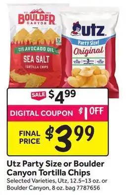 Stop&Shop Utz Party Size or Boulder Canyon Tortilla Chips offer