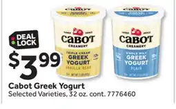 Stop&Shop Cabot Greek Yogurt offer
