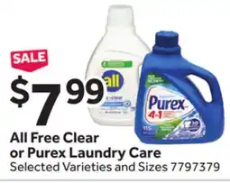 Stop&Shop All Free Clear or Purex Laundry Care offer