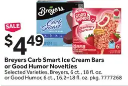 Stop&Shop Breyers Carb Smart Ice Cream Bars or Good Humor Novelties offer