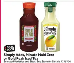 Stop&Shop Simply Ades, Minute Maid Zero or Gold Peak Iced Tea offer