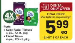 ACME Puffs Cube Facial Tissues 4-pk., 72 ct. pkg. Facial Tissue 4-pk., 124 ct. pkg offer