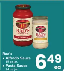 ACME Rao's Alfredo Sauce 15 oz jar. Pasta Sauce 24 oz. jar offer